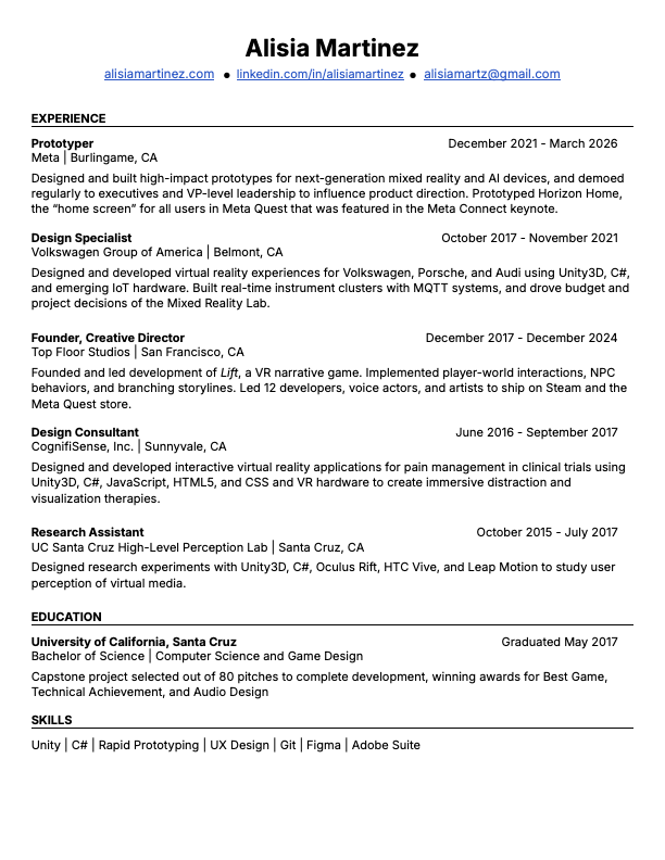 Alisia Martinez resume